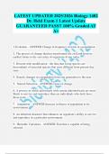 LATEST UPDATED 2025&sol;2026 Biology 1402  Dr&period; Held Exam 1 Latest Update  GUARANTEED PASS&excl;&excl; 100&percnt; Graded AT  A&plus; 