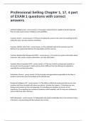 Professional Selling Chapter 1&comma; 17&comma; 4 part of EXAM 1 questions with correct answers
