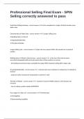 Professional Selling Final Exam - SPIN Selling correctly answered to pass