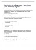 Professional selling exam 4 questions well answered to pass