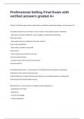 Professional Selling Final Exam with verified answers graded A&plus;