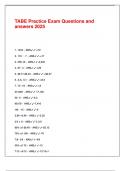 TABE Practice Exam Questions and answers 2025&period;