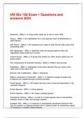 UW Bio 180 Exam 1 Questions and answers 2025&period;