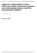 Adjuster Pro&colon; Indiana Adjuster's License - Practice Exam &lpar;2025&rpar; comprehensive questions and verified detailed solutions &lpar; MULTIPLE CHOICES&rpar; &vert;100&percnt; CORRECT&excl;&excl;