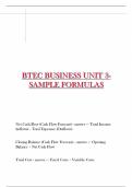 BTEC BUSINESS UNIT 3- SAMPLE FORMULAS