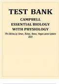 Test Bank For Campbell Essential Biology&comma; 7th Edition by Eric Simon&comma; Jean Dickey &comma; Jane Reece Included All Chapters 1-29 Latest Update 2025&lowbar;&period;pdf