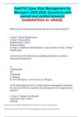 FedVTE Cyber Risk Management for Managers 2025-2026&period; Questions with correct and verified answers&period; GUARANTEED A&plus; GRADE&period;