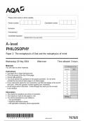 AQA A-level PHILOSOPHY Paper 2 JUNE 2024 QUESTION PAPER&colon; The metaphysics of God and the metaphysics of mind