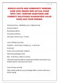 NUR235 ACUTE AND COMMUNITY NURSING  CARE 2025&vert; BRAND NEW ACTUAL EXAM  WITH 100&percnt; VERIFIED QUESTIONS AND  CORRECT SOLUTIONS&vert; GUARANTEED VALUE  PACK&vert; ACE YOUR GRADES&period;