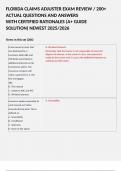 FLORIDA CLAIMS ADJUSTER EXAM REVIEW &sol; ACTUAL QUESTIONS AND ANSWERS WITH CERTIFIED RATIONALES &lpar;A&plus; GUIDE SOLUTION&rpar; NEWEST 2025&sol;2026  