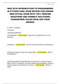 WGU D335 INTRODUCTION TO PROGRAMMING  IN PYTHON FINAL EXAM REVIEW 2025&vert; BRAND  NEW ACTUAL EXAM WITH 100&percnt; VERIFIED  QUESTIONS AND CORRECT SOLUTIONS&vert;  GUARANTEED VALUE PACK&vert; ACE YOUR  GRADES&period;