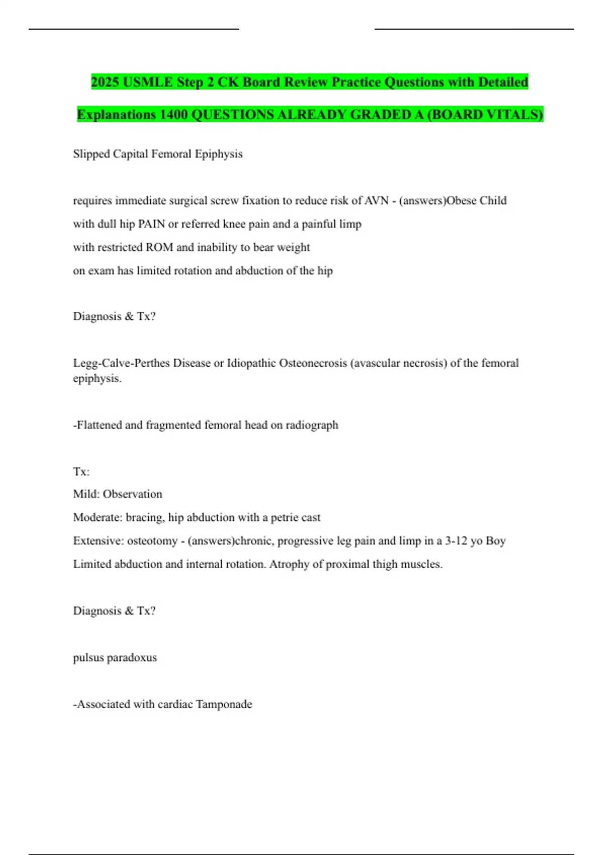2025 USMLE Step 2 CK Board Review Practice Questions with Detailed ...