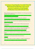 Learn2serve Food Handler Test 2025 With 200  Real Exam Prep Questions And Correct  Answers&sol; Learn2serve Food Handler  Certification Exam 2025 &lpar;Brand New&excl;&rpar;