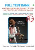 Test Bank for Anatomy and Physiology The Unity of Form and Function 10th Edition by Kenneth S&period; Saladin &vert; 9781265328627 &vert; All Chapters 1-29 &vert; LATEST
