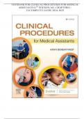 Test Bank for Clinical Procedures for Medical Assistants 11th Edition by Kathy Bonewit-West&vert;978-0323758581&vert; All Chapters 1-23&vert; LATEST