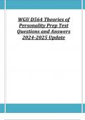 WGU D564 Theories of Personality Prep Test Questions and Answers 2024-2025 Update