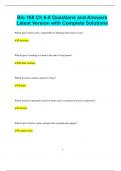 Bio 168 Ch 6-8 Questions and Answers Latest Version with Complete Solutions