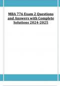 MBA 776 Exam 2 Questions and Answers with Complete Solutions  