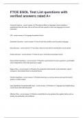 FTCE ESOL Test List questions with verified answers rated A&plus;