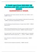 FL Health agent Exam 2025-2026&period; 240 Questions with 100&percnt; correct and verified answers&period; GUARANTEED A&plus; GRADE&period;