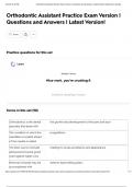 Orthodontic Assistant Practice Exam Version &vert; Questions and Answers &vert; Latest Version&excl;