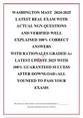 WASHINGTON MAST  2024-2025 LATEST REAL EXAM WITH ACTUAL NGN QUESTIONS AND VERIFIED WELL EXPLAINED 100&percnt; CORRECT ANSWERS WITH RATIONALES GRADED A&plus; LATEST UPDATE 2025 WITH 100&percnt; GUARANTEED SUCCESS AFTER DOWNLOAD &lpar;ALL YOUNEED TO PASS YOUR EXAMS