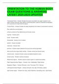 ORIENTATION TO THE HUMAN BODY EXAM QUESTIONS & ANSWERS LATEST 2025-2025 UPDATES 