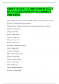 ORIENTATION TO THE HUMAN BODY EXAM QUESTIONS WITH CORRECT ANSWERS 
