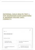 MATERNAL CHILD HEALTH TEST 1 OVP RASMUSSEN EXAM QUESTIONS & ANSWERS SOLVED 100&percnt; CORRECT&excl;&excl; 
