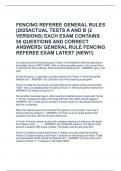 FENCING REFEREE GENERAL RULES  &vert;2025ACTUAL TESTS A AND B &lpar;2  VERSIONS&rpar; EACH EXAM CONTAINS  50 QUESTIONS AND CORRECT  ANSWERS&sol; GENERAL RULE FENCING  REFEREE EXAM LATEST &lpar;NEW&excl;&excl;&rpar;