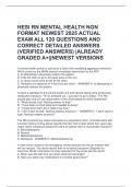 HESI RN MENTAL HEALTH NGN  FORMAT NEWEST 2025 ACTUAL  EXAM ALL 120 QUESTIONS AND  CORRECT DETAILED ANSWERS  &lpar;VERIFIED ANSWERS&rpar; &vert;ALREADY  GRADED A&plus;&vert;&vert;NEWEST VERSIONS