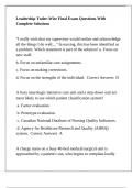 Leadership Yoder-Wise Final Exam Questions With Complete Solutions