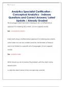Analytics Specialist Certification - Conceptual Analytics - Indexes Questions and Correct Answers&sol; Latest  Update &sol; Already Graded
