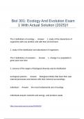 Biol 301 Ecology And Evolution Exam 1 With Actual Solution &lpar;2025&rpar;&excl;&excl;