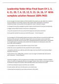 Leadership Yoder-Wise Final Exam CH 1&comma; 3&comma; 4&comma; 21&comma; 20&comma; 7&comma; 6&comma; 19&comma; 12&comma; 9&comma; 13&comma; 14&comma; 16&comma; 17 With complete solution Newest 100&percnt; PASS