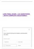 LOM FINAL EXAM &vert; 110 QUESTIONS &vert; WITH COMPLETE SOLUTIONS&excl;&excl;