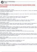 D333 ETHICS IN TECHNOLOGY QUESTIONS AND ANSWERS