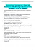 General Pest Management Exam 488 Questions With Already Solved Correctly Answers &vert; Assured Success