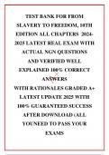 TEST BANK FOR FROM SLAVERY TO FREEDOM&comma; 10TH EDITION ALL CHAPTERS  2024-2025 LATEST REAL EXAM WITH ACTUAL NGN QUESTIONS AND VERIFIED WELL EXPLAINED 100&percnt; CORRECT ANSWERS WITH RATIONALES GRADED A&plus; LATEST UPDATE 2025 WITH 100&percnt; GUARANTEED SUCCESS AFTER DOWNLOA
