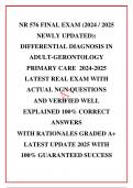 NR 576 FINAL EXAM &lpar;2024 &sol; 2025 NEWLY UPDATED&rpar;&colon; DIFFERENTIAL DIAGNOSIS IN ADULT-GERONTOLOGY PRIMARY CARE  2024-2025 LATEST REAL EXAM WITH ACTUAL NGN QUESTIONS AND VERIFIED WELL EXPLAINED 100&percnt; CORRECT ANSWERS WITH RATIONALES GRADED A&plus; LATEST UPDATE 2025 WIT