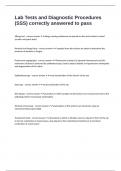 Lab Tests and Diagnostic Procedures &lpar;SSS&rpar; correctly answered to pass
