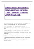   CHARLESTON TOUR GUIDE TEST &vert; ACTUAL QUESTIONS WITH 100&percnt; CORRECT ANSWERS &vert; VERIFIED &vert; LATEST UPDATE 2025&period;