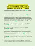 MIDTERM EXAM PRACTICE  EVALUATION UPDATED ACTUAL Questions and CORRECT Answers