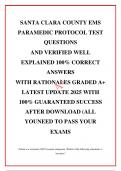 SANTA CLARA COUNTY EMS PARAMEDIC PROTOCOL TEST QUESTIONS AND VERIFIED WELL EXPLAINED 100&percnt; CORRECT ANSWERS WITH RATIONALES GRADED A&plus; LATEST UPDATE 2025 WITH 100&percnt; GUARANTEED SUCCESS AFTER DOWNLOAD &lpar;ALL YOUNEED TO PASS YOUR EXAMS