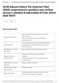 GCSE Edexcel History The American West &lpar;2025&rpar; comprehensive questions and verified answers &lpar; detailed & elaborated&rpar; ACTUAL EXAM 2025 TEST&excl;&excl;