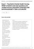 Exam 1 - Psychiatric&sol;Mental Health Nursing &vert;2025&vert; complete exam test questions and verified answers &lpar;MULTIPLE CHOICES&rpar; AND RATIONALES&vert;GET IT 100&percnt; ACCURATE&excl;&excl;