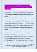 Real Estate Licensee Vocabulary for  Delaware Exam Questions and Verified  Answers