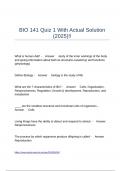 BIO 141 Quiz 1 With Actual Solution &lpar;2025&rpar;&excl;&excl;