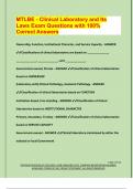 MTLBE - Clinical Laboratory and Its  Laws Exam Questions with 100&percnt;  Correct Answers