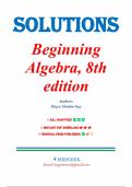 Solutions for Beginning Algebra 8th Edition by Elayn Martin-Gay&comma; All Chapters 1-9